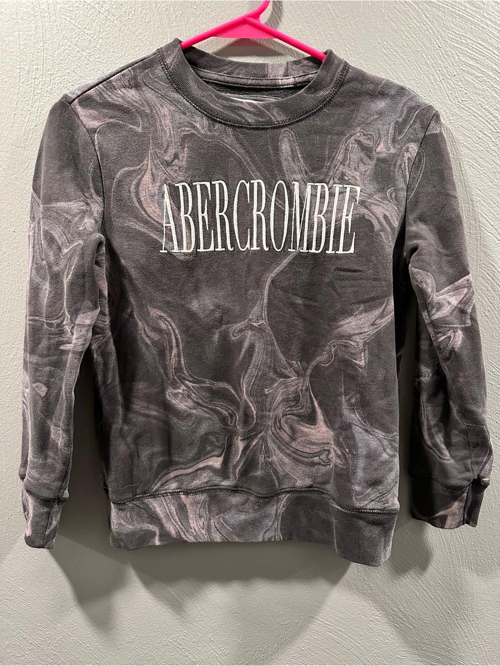Abercrombie Kids Marble Wash Crewneck Sweatshirt - Charcoal & Light Pink